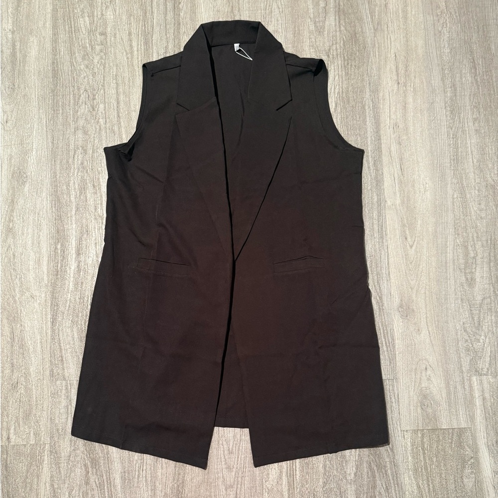 Meaveor Black Sleeveless Blazer Vest